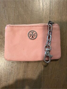 Tory Burch Pink Zip Card Case with Key Chain